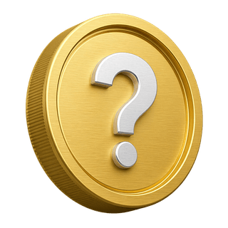 Moneda dorada 3D ornamental con un signo de interrogación en la página de preguntas frecuentes